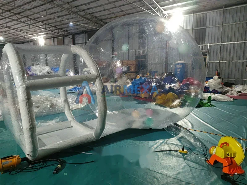 Domo burbuja inflable transparente de 10 pies instalado en exterior